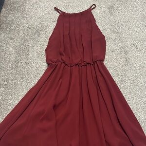 Lush Burgundy Backless Dress